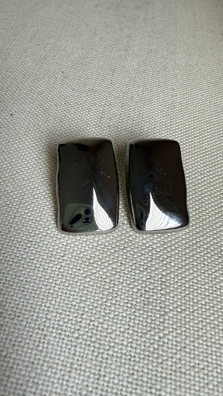 Shashi Rectangular Silver Tone Earrings New